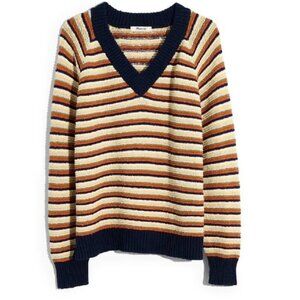 Madewell Arden V-Neck Pullover Sweater In Stripe